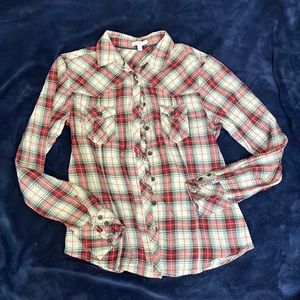 Gap plaid ruffled shirt